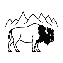 majestic wild bison with mountain
