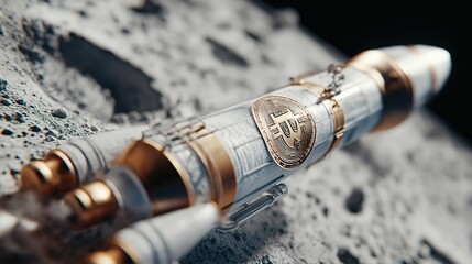 Bitcoin Rocket on Lunar Surface Concept Art