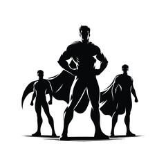 superhero pose vector silhouette clip art logo design illustration