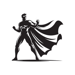 Fototapeta premium superhero pose vector silhouette clip art logo design illustration