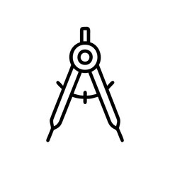 Handdrawn Line Art Compass Drawing Tool Geometric Design Element vector