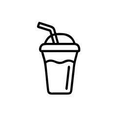 Handdrawn Line Art Drink Cup Straw Beverage Icon vector