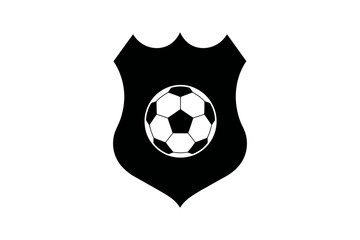Obraz premium Soccer ball on shield emblem vector design graphic