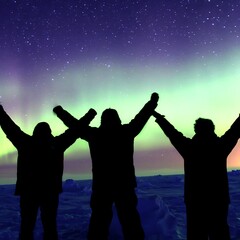 Celebrating under the Aurora Borealis display