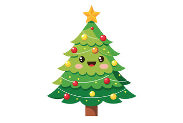 Fototapeta premium Christmas Tree Clipart Vector Elements Illustration in Simple Flat Style