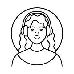 outline art of woman listening to music