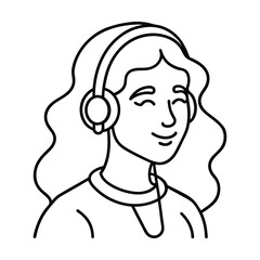 outline art of woman listening to music