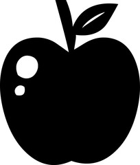 Black silhouette of an apple fruit icon, symbolizing health, nutrition, food, and natural produce.