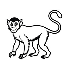 vintage jungle monkey line drawing