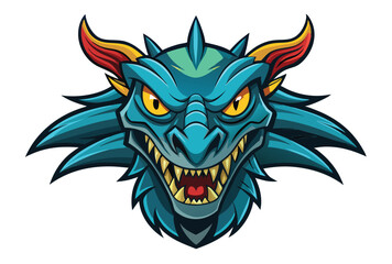 Obraz premium Fierce dragon head mascot vector art simple flat design clipart gaming logo