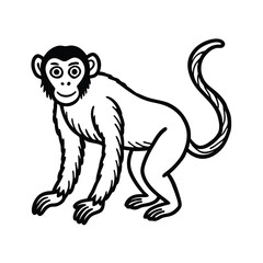 vintage jungle monkey line drawing