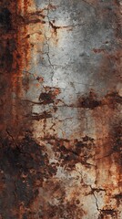 Fototapeta premium Heavily Cracked and Weathered Rusty Metal Texture Background with Orange and Gray Tones
