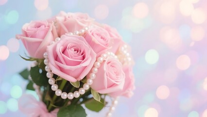 Obraz premium bouquet of pink roses in a vase