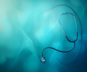 Stethoscope on abstract teal background backdrop