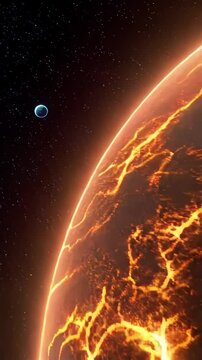 Camera starts with a close-up of Earth, floating in space. Gradually, the camera zooms out, revealing that Earth is resting near the surface of an enormous star, Stephenson 2-18.