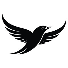 Obraz premium Black Minimalist Bird Icon in Flight