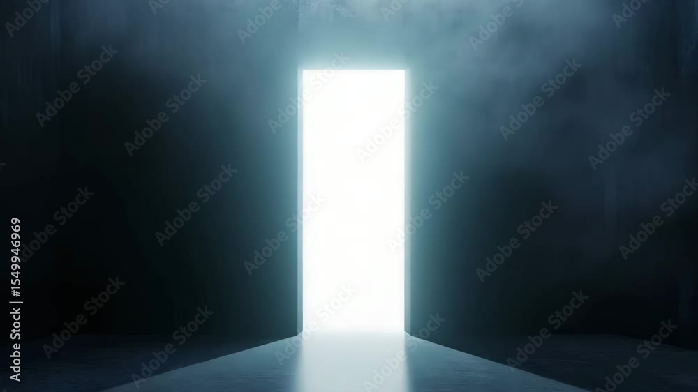 Leinwandbilder a glowing doorway in a foggy room, creating an atmosphere of mystery and intrigue. ideal for concept