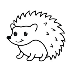 happy hedgehog simple line drawing vector art