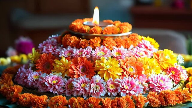 Thiruvonam festival: Onam customs, flower rangoli, Sadya feast, Thiruvathira Kali, Puli Kali dance, traditional meals, multi-day celebration, harvest rituals, cultural significance.