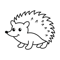 happy hedgehog simple line drawing vector art