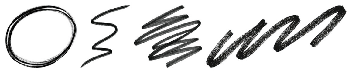 PNG Hand-drawn black marker strokes, element set on transparent background