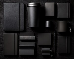 Monochrome workspace accessories stylish still life