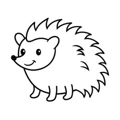 happy hedgehog simple line drawing vector art