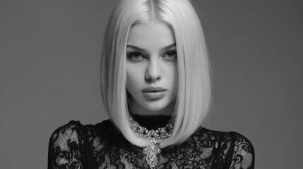 Sleek straight lob with middle part and silvery ash blonde tone