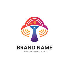 Vibrant and colorful logo featuring a stylized mushroom design, symbolizing growth and creativity with warm hues of orange and purple.
