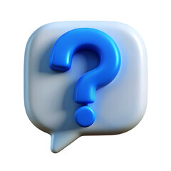 Naklejka premium Blue question mark inside a speech bubble isolated on white background