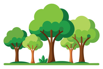 Collection of tree icons and illustrations in flat style vector forest elements clipart pack
