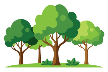 Trees set vector elements illustration in simple flat design style green forest clipart bundle