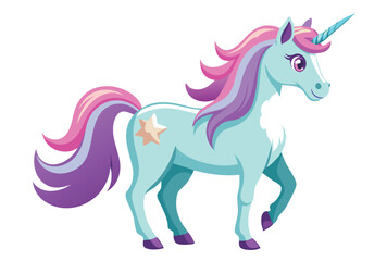 colorful cartoon unicorn vector elements simple flat design magical fantasy horse illustration