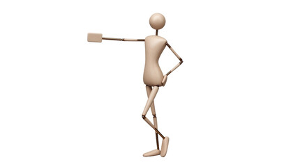 Isolated Wooden Mannequin Pointing Pose