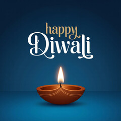Happy diwali greeting with a single diya