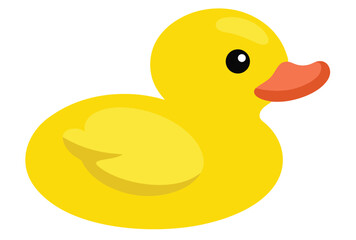 Fototapeta premium Yellow Rubber Duck Icon Vector Isolated on White Background for Kids Bath Toy or Baby Decor