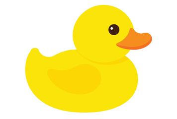 Cute Yellow Rubber Duck Vector Illustration for Kids Toy Design or Baby Bathroom Decoration