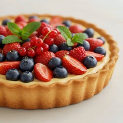 Artistic Still Life: Berry Tart with Soft Background Blur  