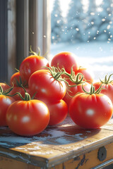 Fresh Tomatoes Winter Window Scene