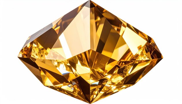 Captivating Golden Crystal Formation on a Transparent Canvas Showcasing Facets