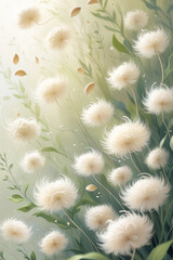 Fluffy Flowers Delicate Pastel Field