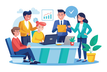 Business Team Meeting Collaboration Vector Illustration Office Discussion Concept Design