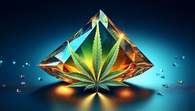 thca cannabis live resin diamonds on dark blue background