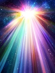 Vibrant light rays in a cosmic background.
