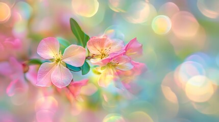 Delicate flowers blooms with pastel colors.