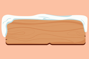 Wooden Sign Board Rectangle Snow Vector Design