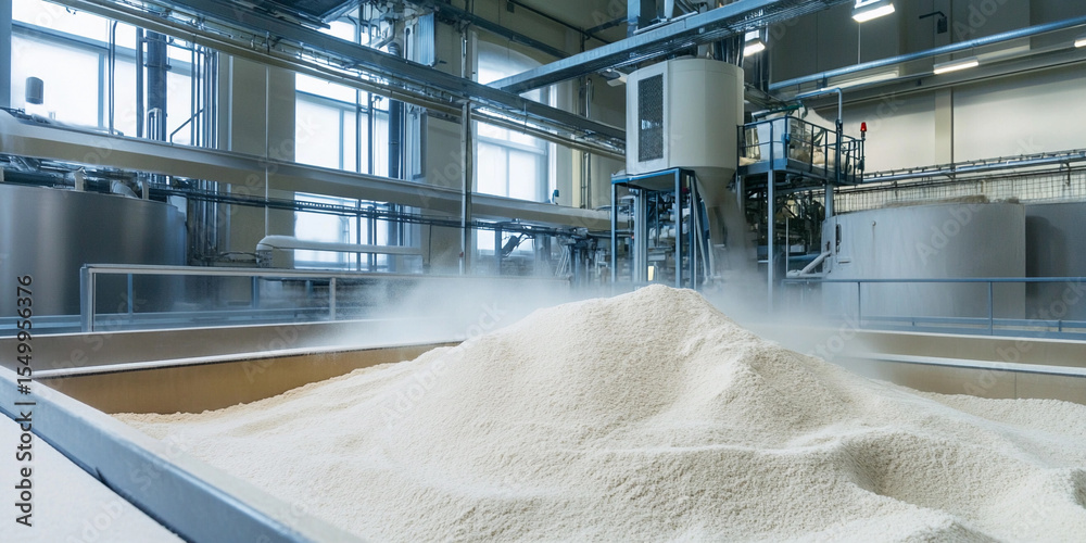 Poster flour production process in a modern facility generative ai