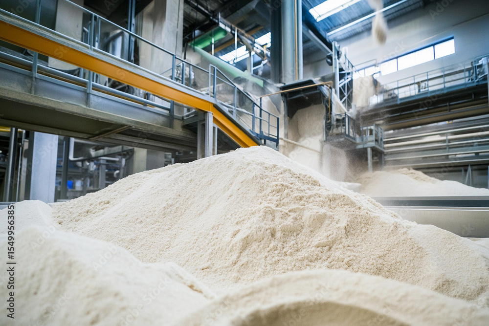 Poster flour production process in a modern facility generative ai