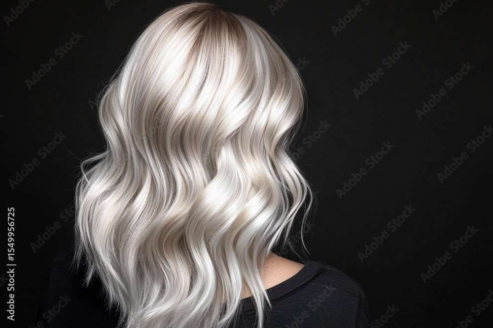 Poster Model showcasing elegant platinum waves in a studio setting Generative AI
