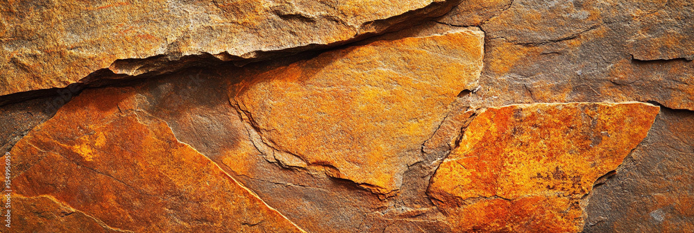Poster Fire-like texture of orange and red rock formations Generative AI